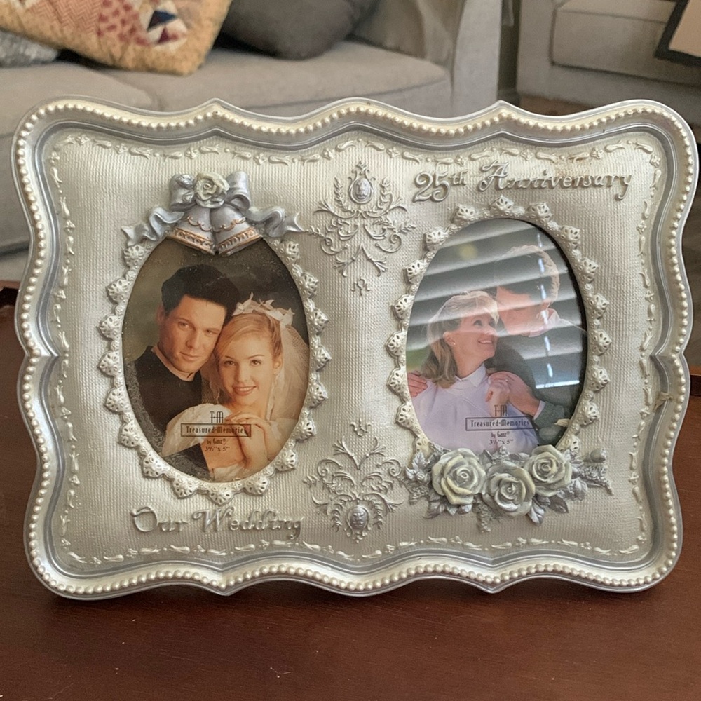 Sliver-Gold 25th Anniversary Picture Frame-2-photos